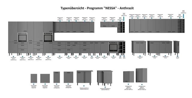 Küchen-Preisbombe Frontblende Anthrazit für Vollintegrierten Geschirrspüler NESSA