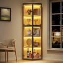 OKWISH Vitrine Weiß Transparent mit LED-Beleuchtung Bild 2