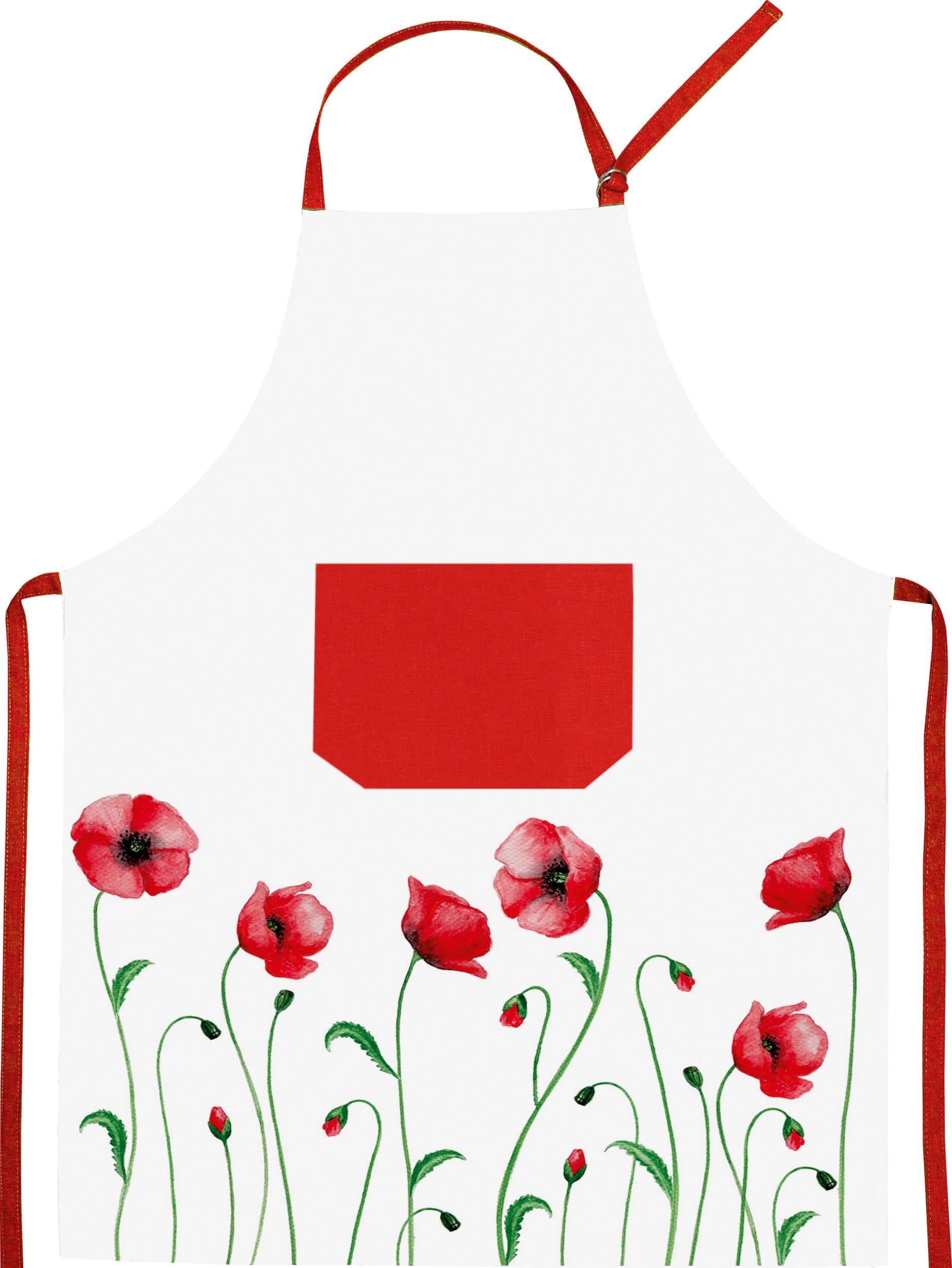 Kracht Kochschürze Mohnblume Baumwolle mit Tasche