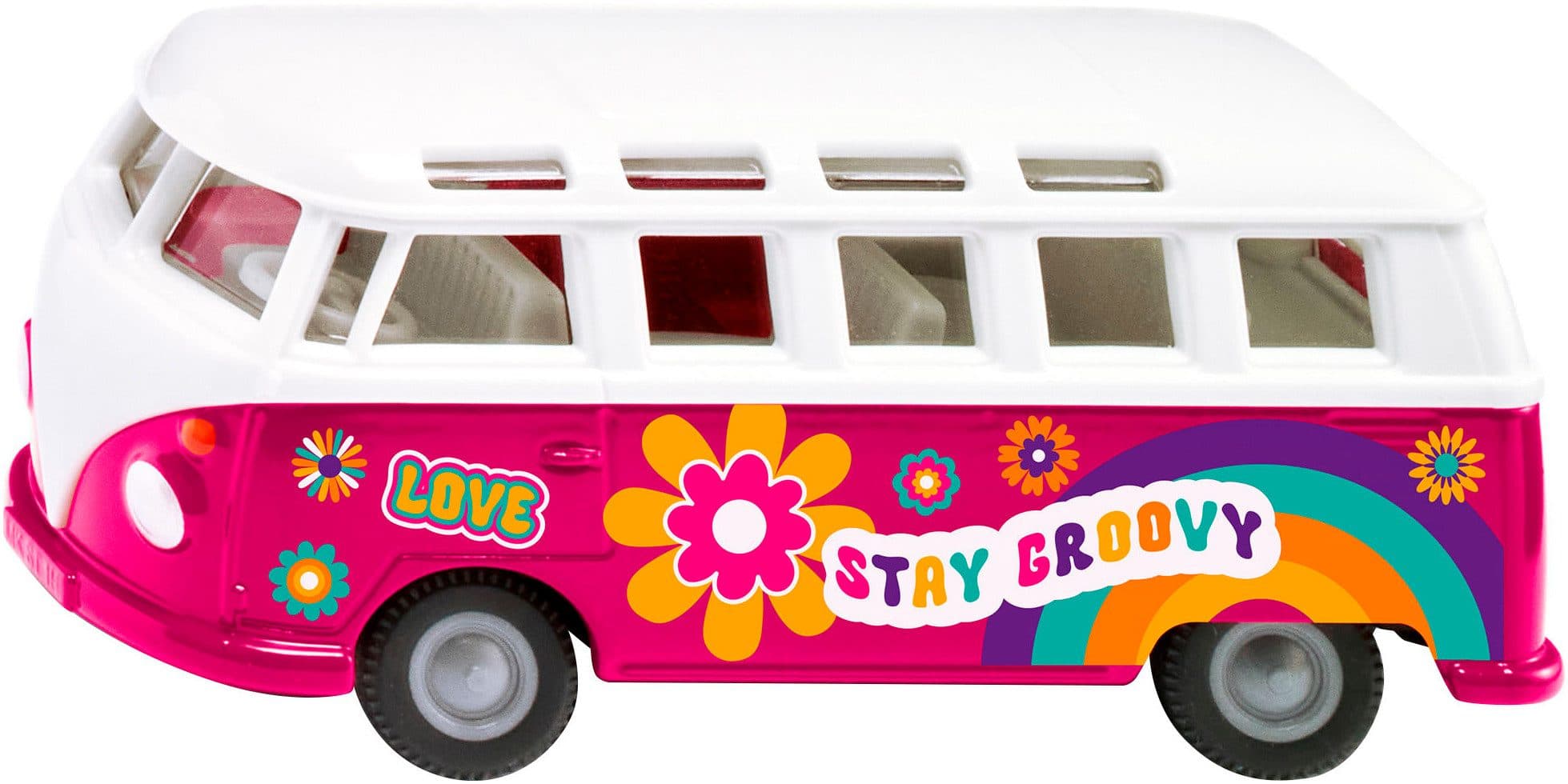 Siku Spielzeug-Bus VW T1 Samba Flower-Power Retro