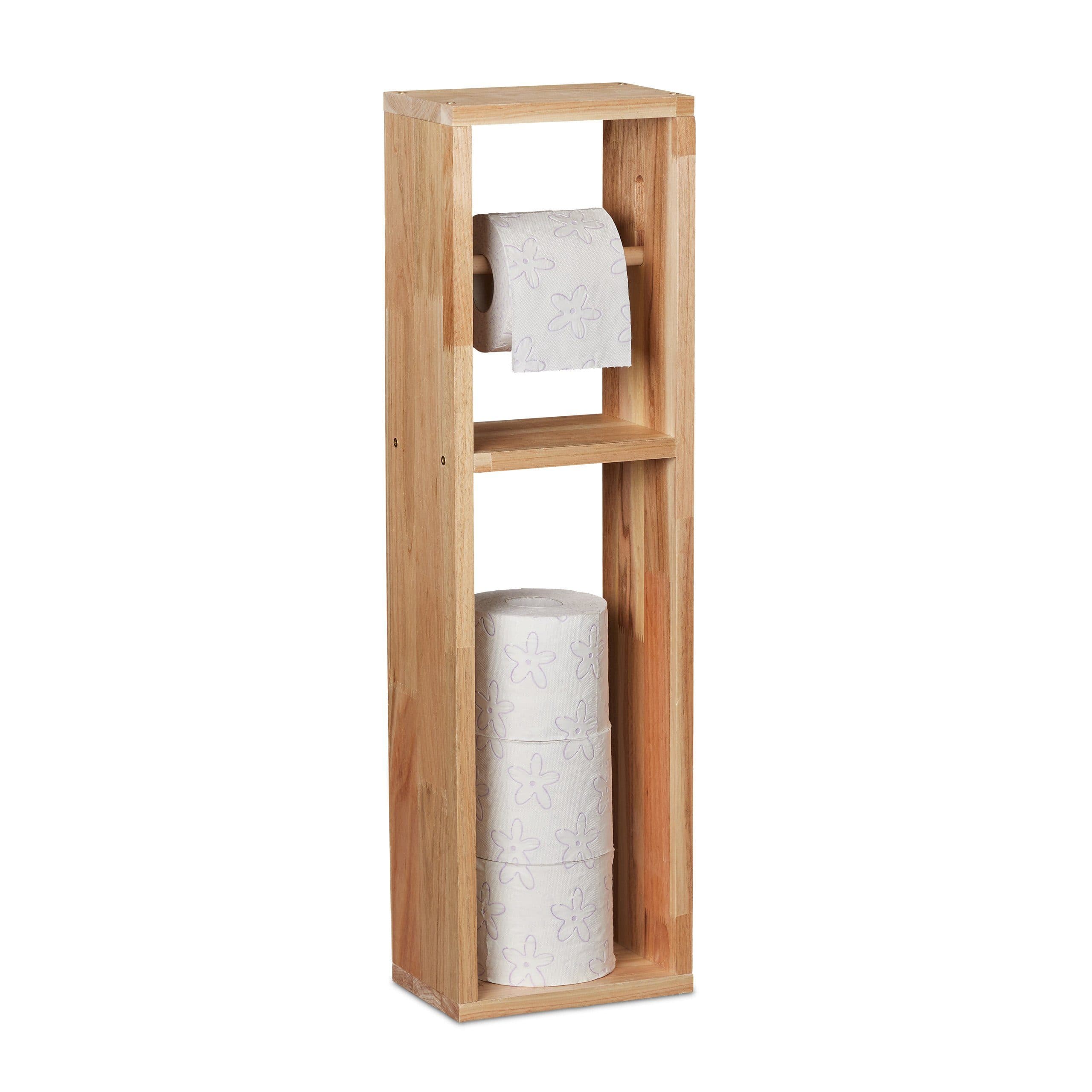 relaxdays Toilettenpapierhalter aus Walnussholz mit Ersatzrollenhalter - Bild 2