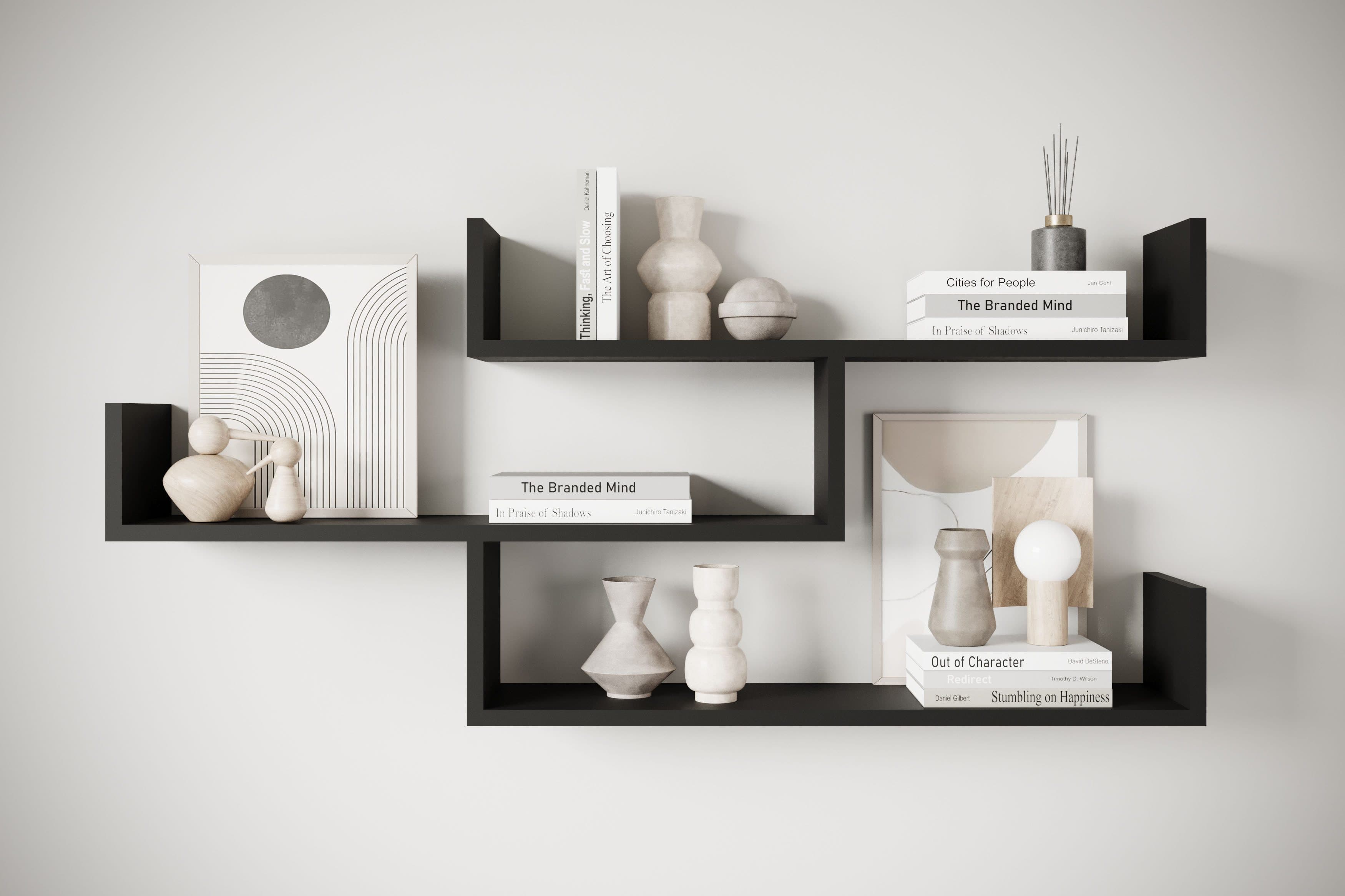 HOME AFFAIRE Wandregal Trio Schwarz Modernes Wandboard - Bild 2