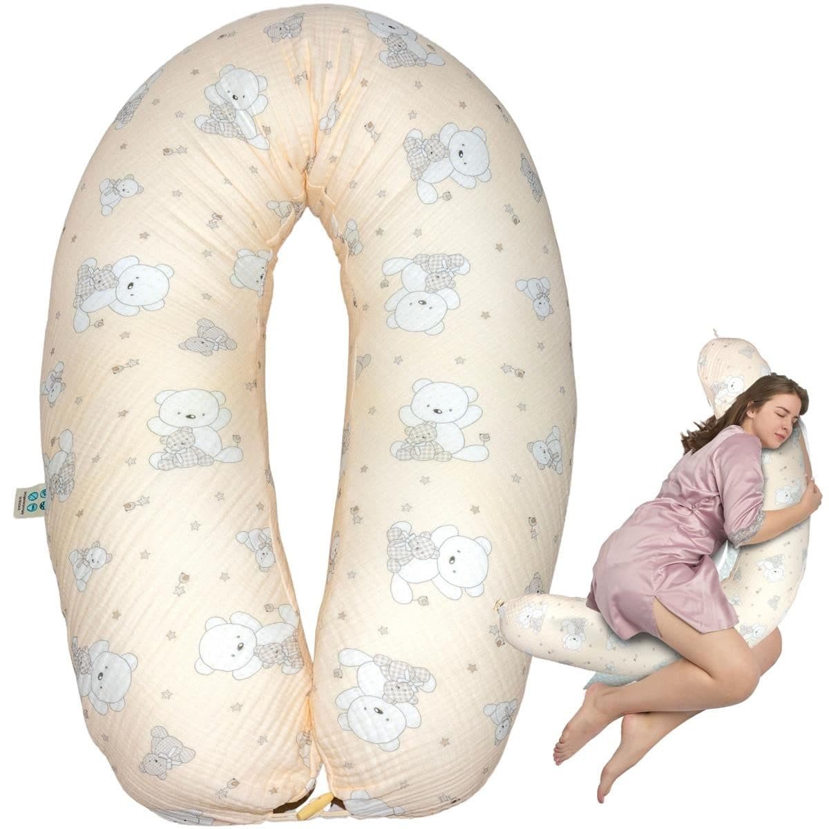 SEI Design Stillkissen XXL Beige Bio-Baumwolle Ergonomisch - Bild 2