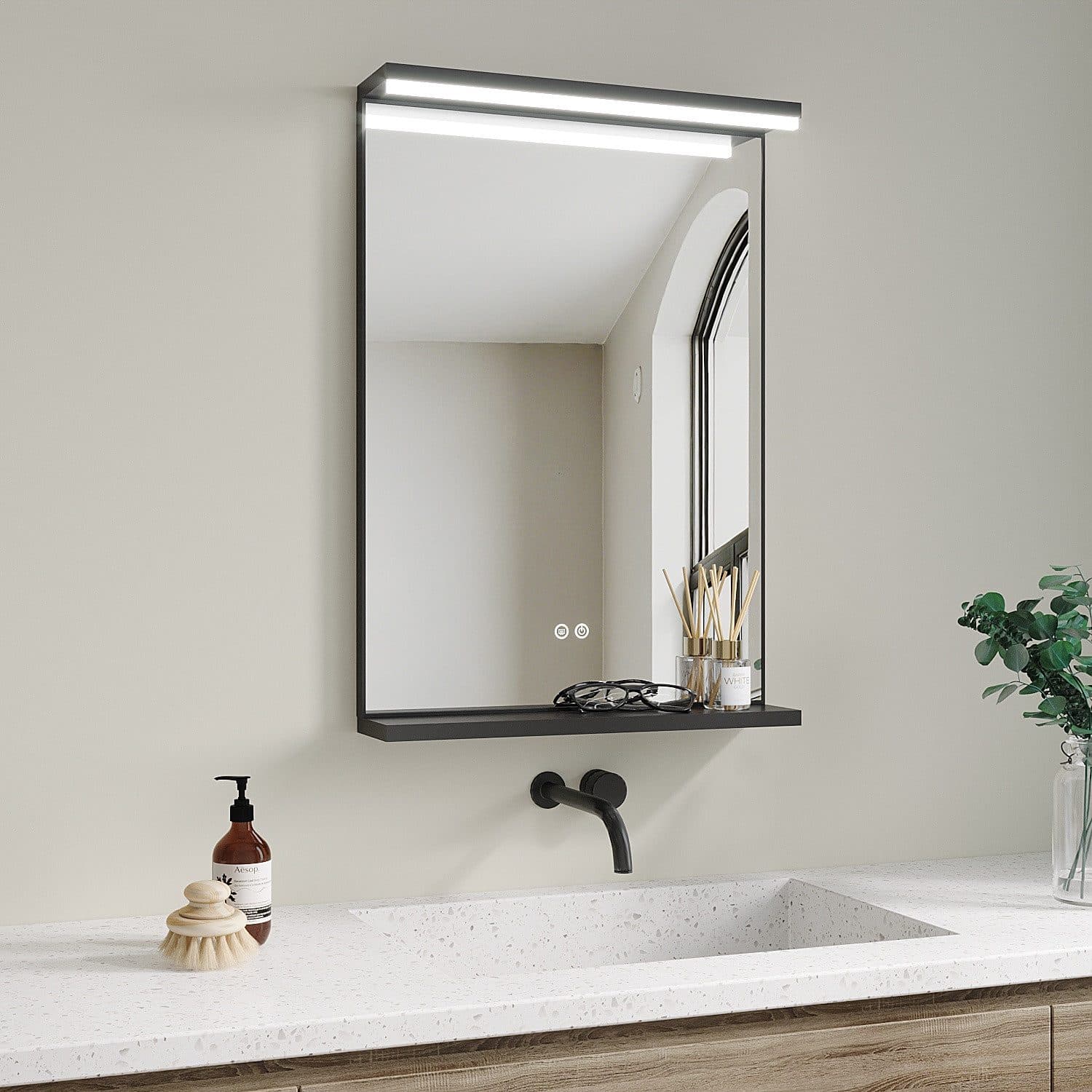 AQUABATOS LED Badezimmerspiegel Mattschwarz mit Antibeschlag - Bild 2