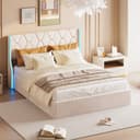 PXloue Polsterbett mit LED-Beleuchtung und Stauraum Beige Bild 2