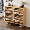 Flieks Schuhschrank mit 4 Rattan-Klappen und Metallgriffen Bild 2