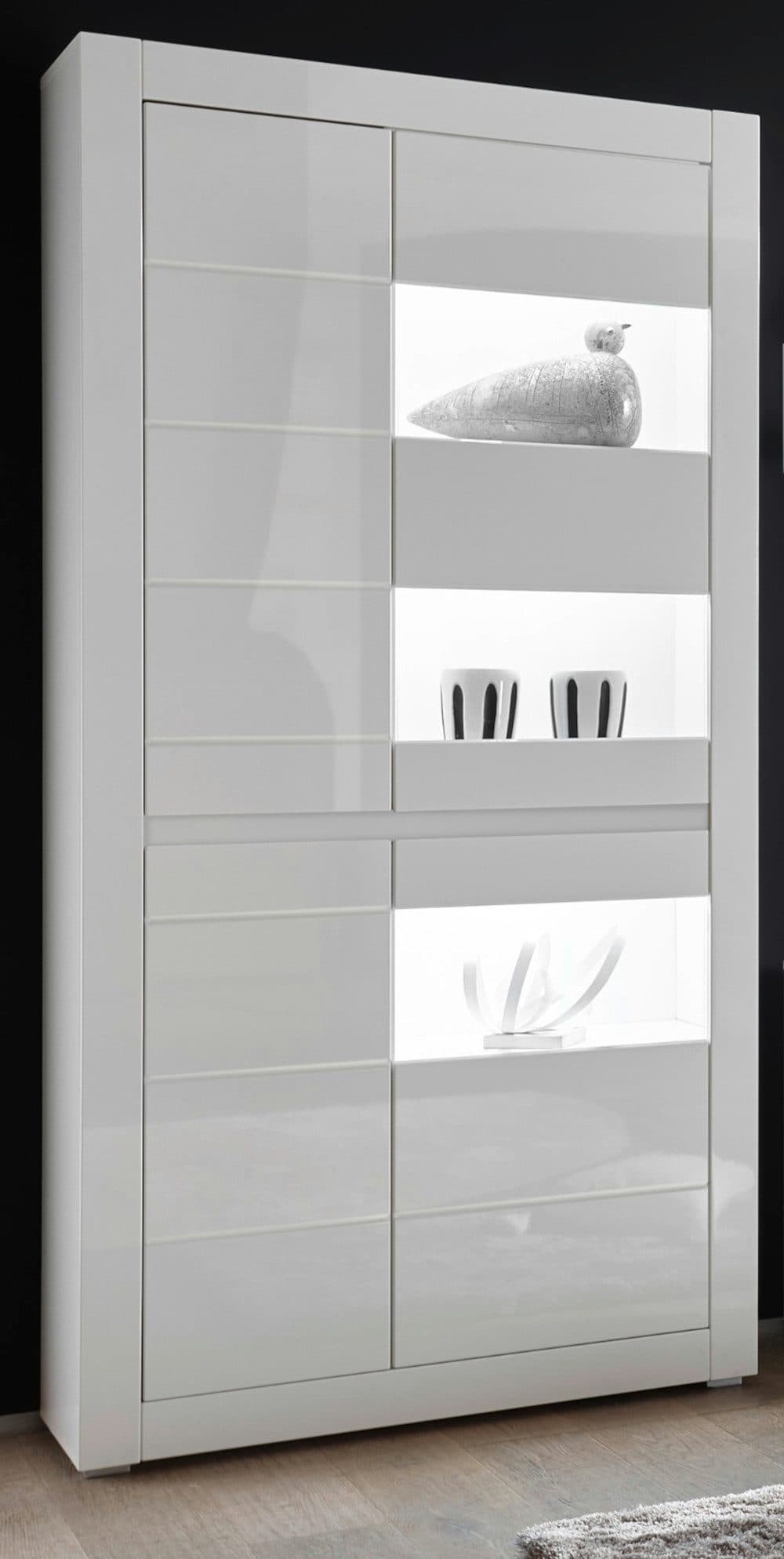 Furn.Design Stauraumvitrine Nobile Weiß Hochglanz Soft-Close - Bild 2