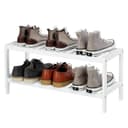 SONGMICS Schuhregal Bambus 2 Ebenen Weiß Bild 2