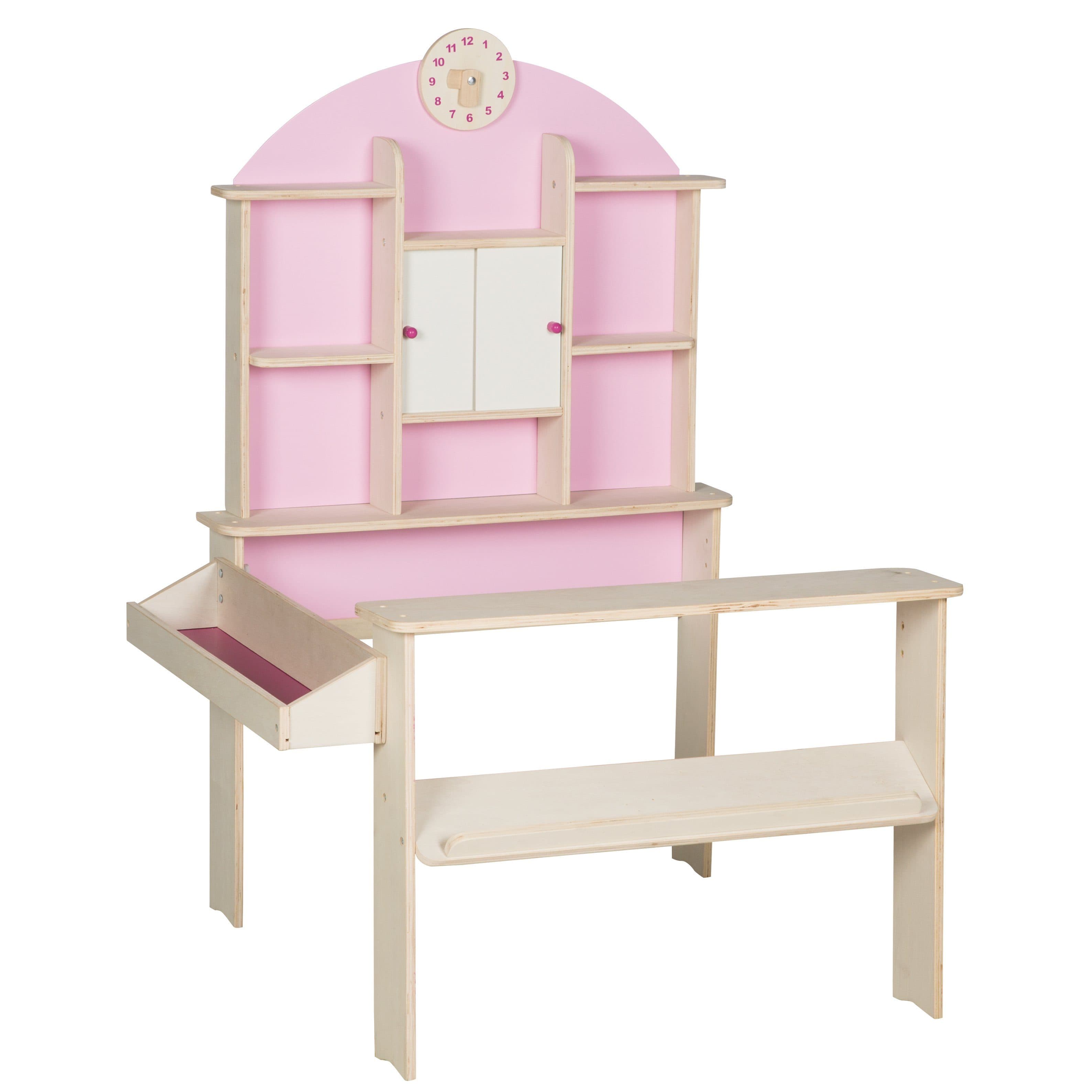 roba® Holz-Kaufladen mit Theke & Uhr Rosa/Weiß - Bild 2