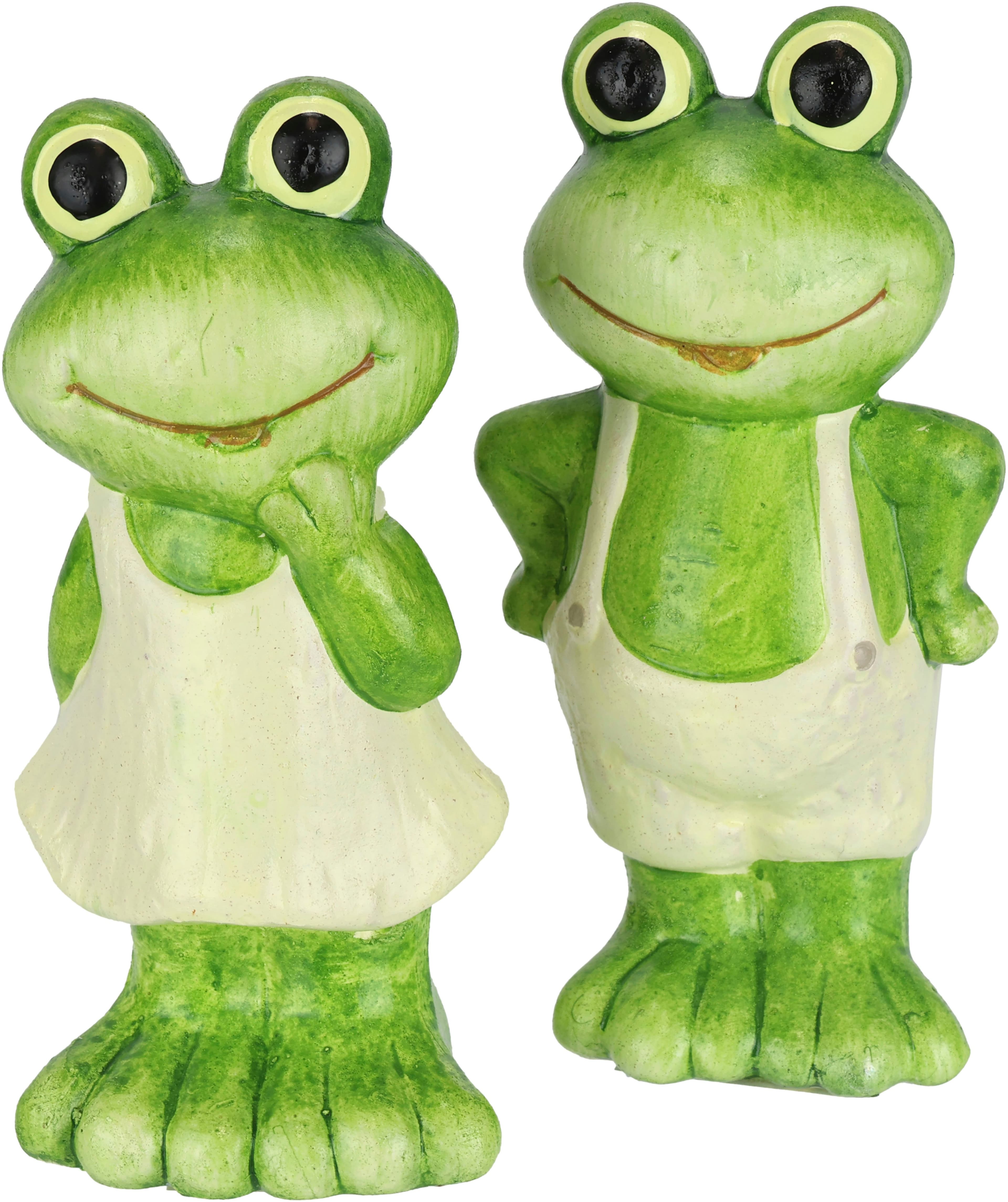 I.GE.A. Frosch-Dekofigur 2er Set Terrakotta Grün/Weiß - Bild 2