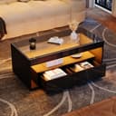 STILVORA Lowboard Couchtisch Schwarz LED Beleuchtung Bild 2