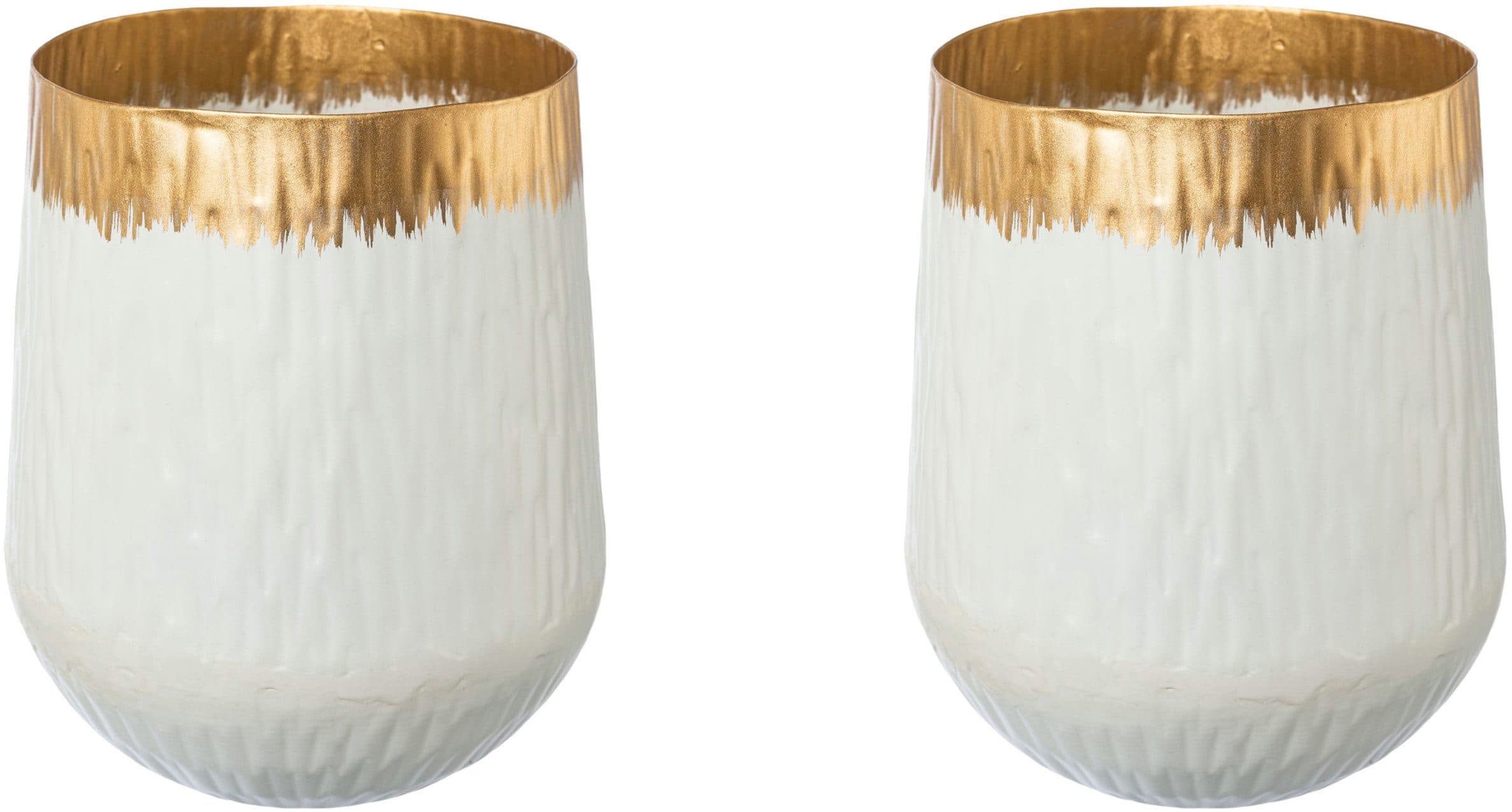 Tischvase AGNES Weiß Metall mit Gold Detail - Bild 2