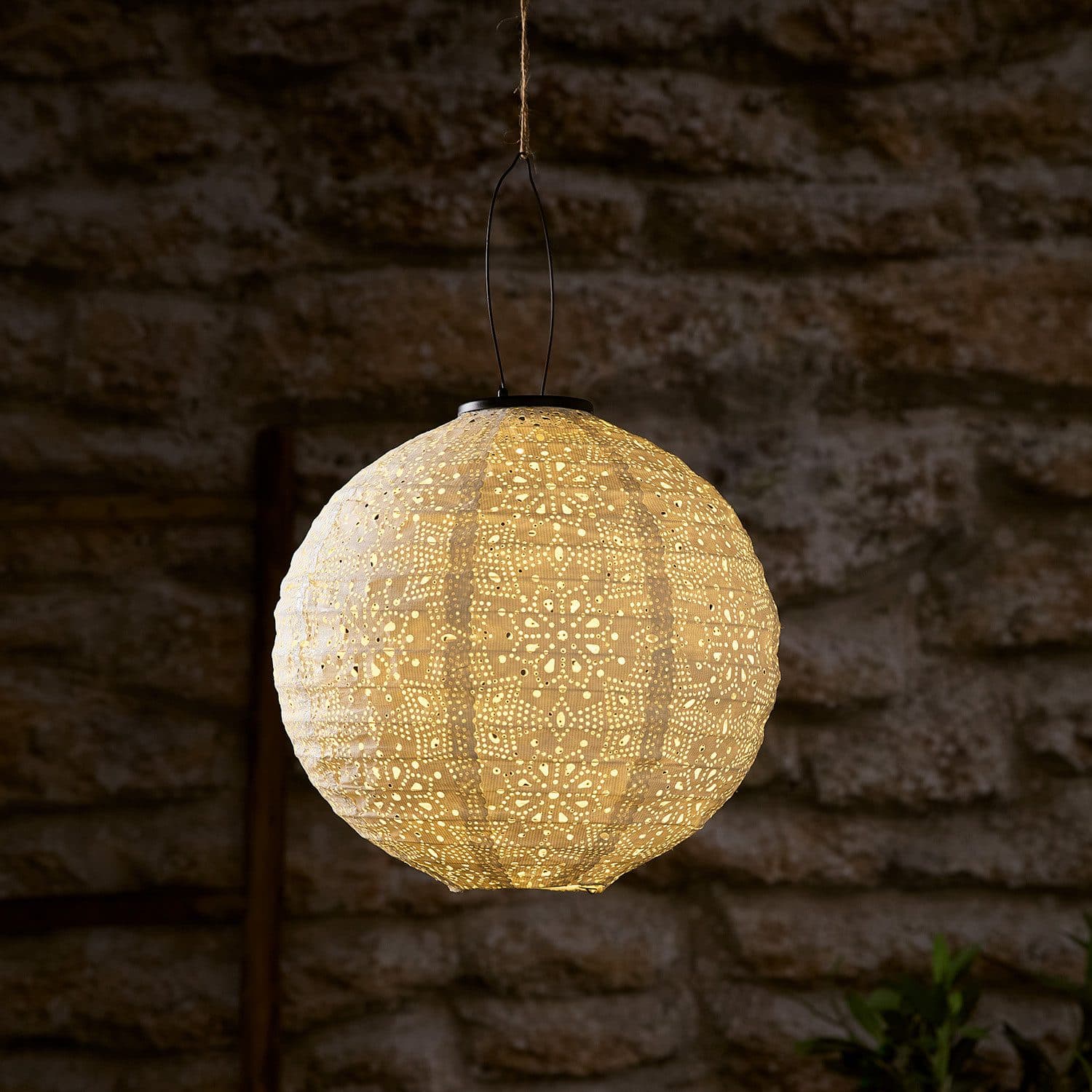 Lights4fun LED Laterne Tyvek Solar Lampion Weiß