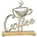 Viana Dekofigur Metall Coffee Tasse Silber Holz Tischdeko Bild 2