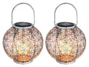 GLOBO LIGHTING Solar-Kugel Laterne 2er Set Silber Antik Gold Bild 2