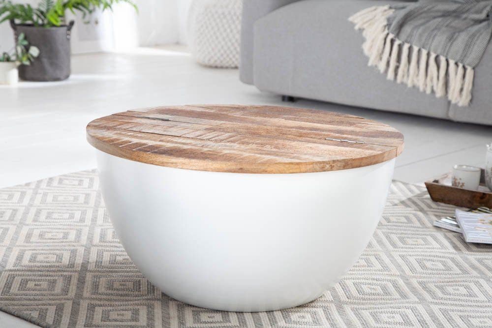 riess-ambiente Couchtisch INDUSTRIAL STORAGE Ø60cm weiß / natur - Bild 2