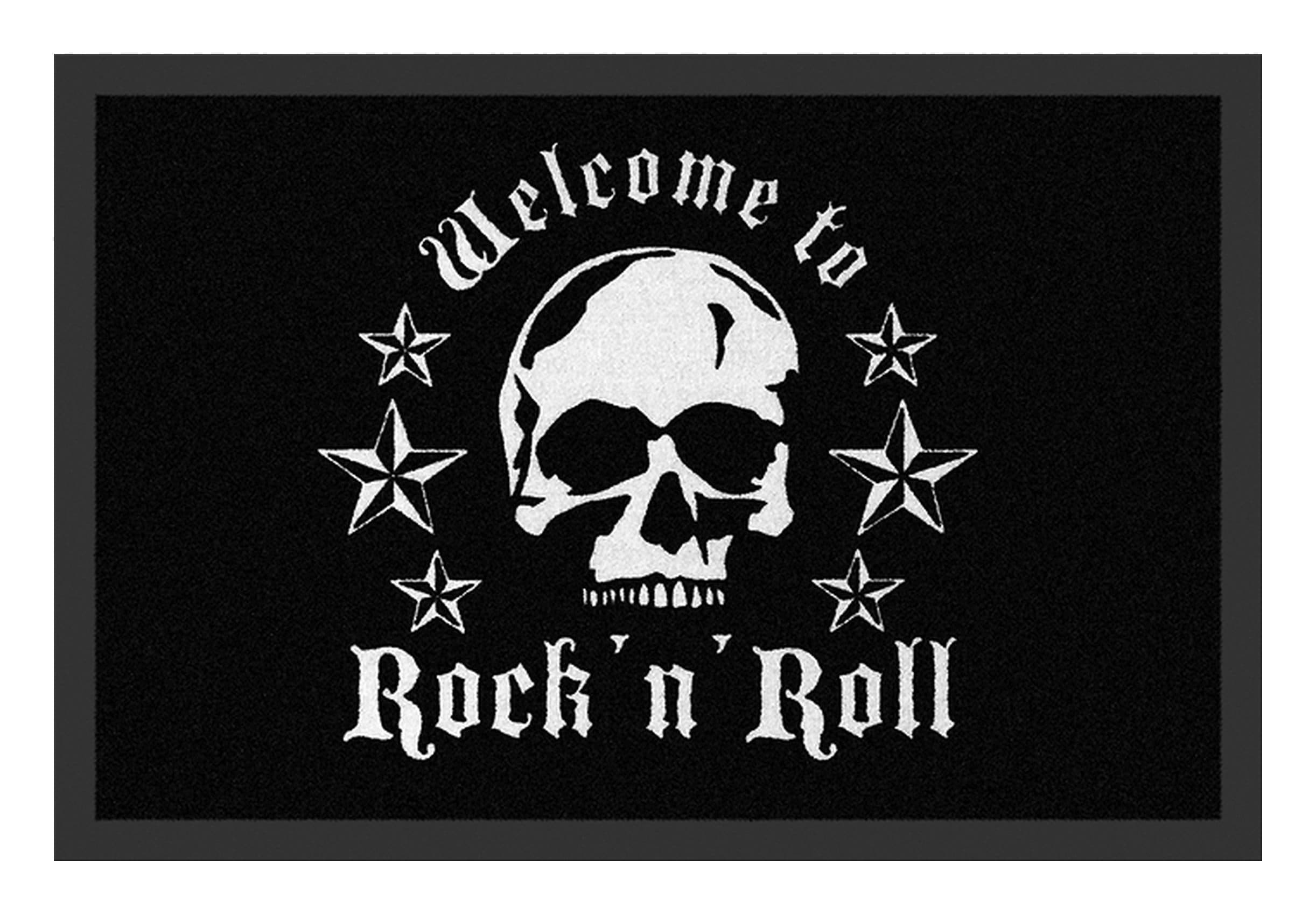 Rockbites Fußmatte Türmatte Skull Schwarz Weiß