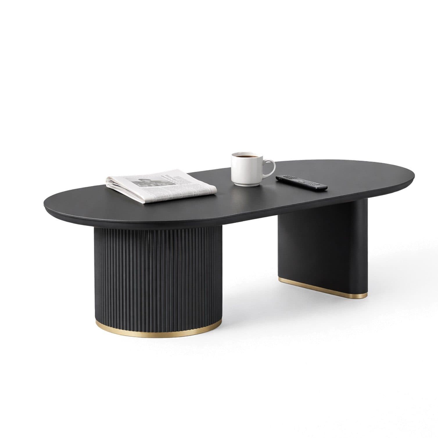 HOOZ Wohnzimmertisch Couchtisch Modern Oval Schwarz - Bild 2