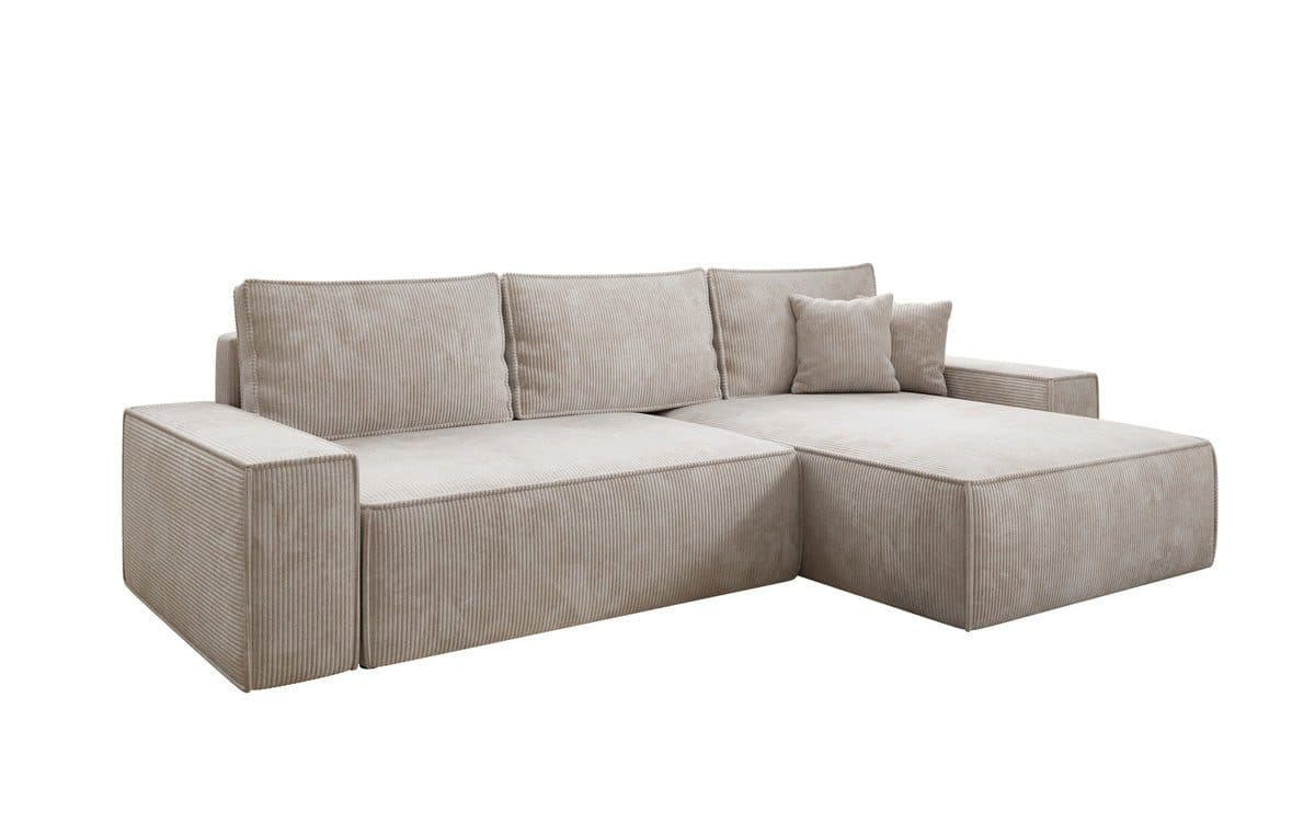 Luxusbetten24 Schlafsofa Lunaro Beige Cord mit Schlaffunktion - Bild 2