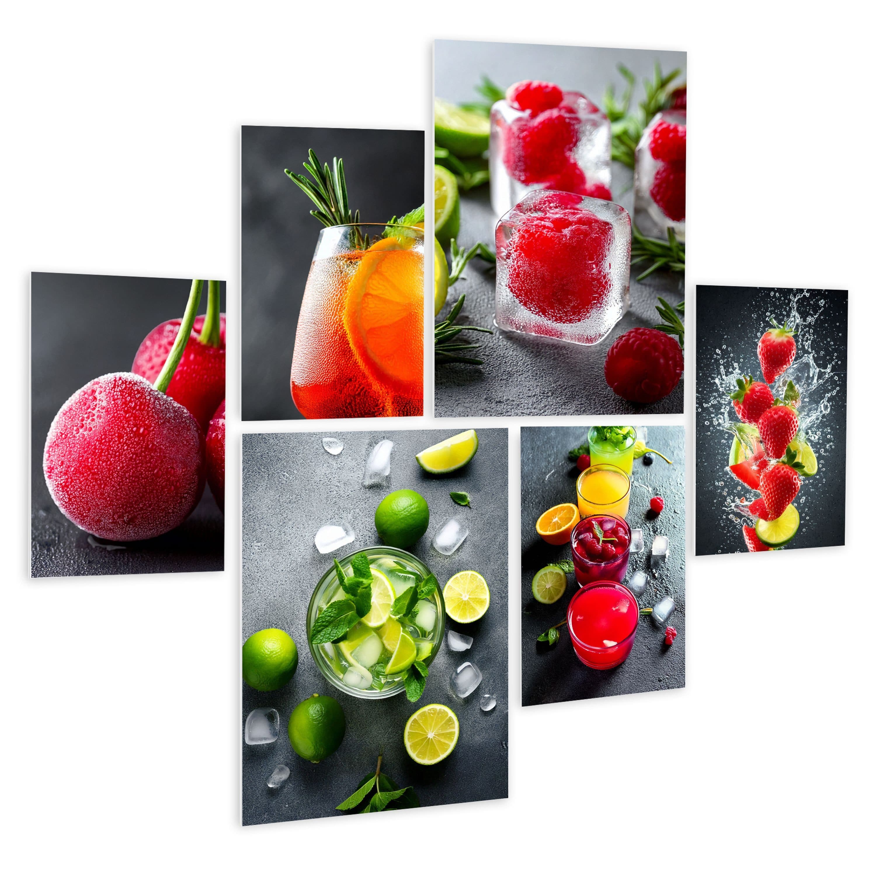 artissimo 6er-Bilder-Set Cocktails Wanddekos Schwarz/Grün Modern - Bild 2