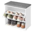 VASAGLE Schuhbank Sitzbank Klappfach Sitzkissen 30x60x53,5 cm Weiß-Grau Bild 2