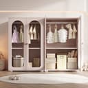 Odikalo Kinderkleiderschrank Rosa mit Acryl-Türen und Keramikgriffen Bild 2