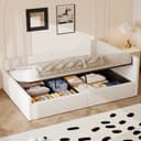 STILVORA Daybett 140x200 mit Matratze & Stauraum Beige Bild 2