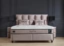abc bedding Boxspringbett PHANTOM Beige Samt mit Matratze & Topper Bild 2