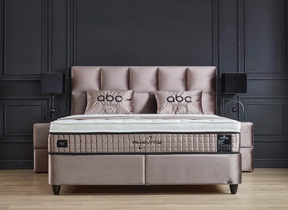 abc bedding Boxspringbett PHANTOM Beige Samt mit Matratze & Topper - Bild 2