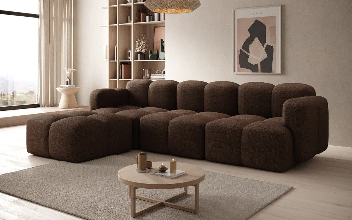 Luxusbetten24 Sofa Designer L Sofa Celly Braun Bouclé