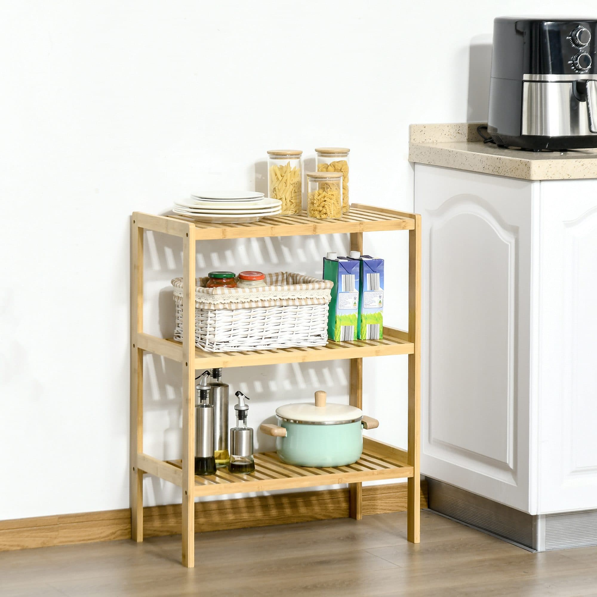 HOMCOM Bambus Standregal 3 Ebenen Natur Modern - Bild 2