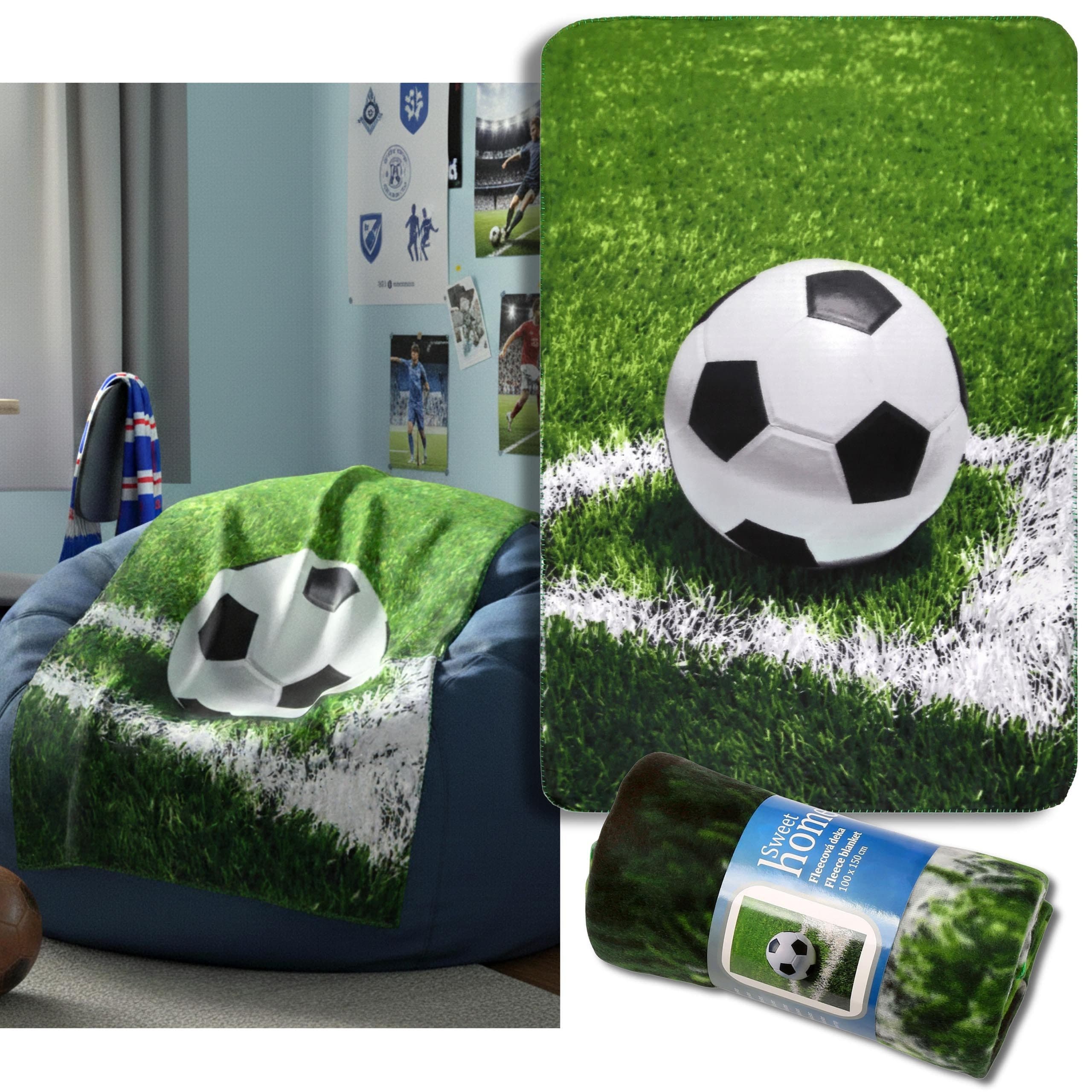 Sarcia.eu Kinderdecke Fußball Fleecedecke 100x150cm - Bild 2