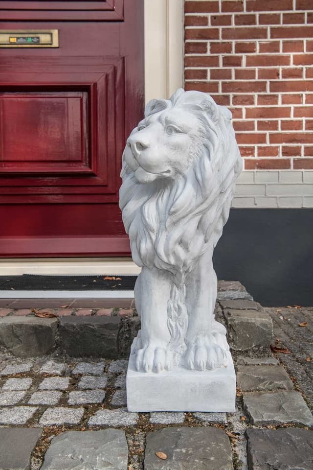 Aubaho Löwenfigur Grau Antik-Stil Garten Deko