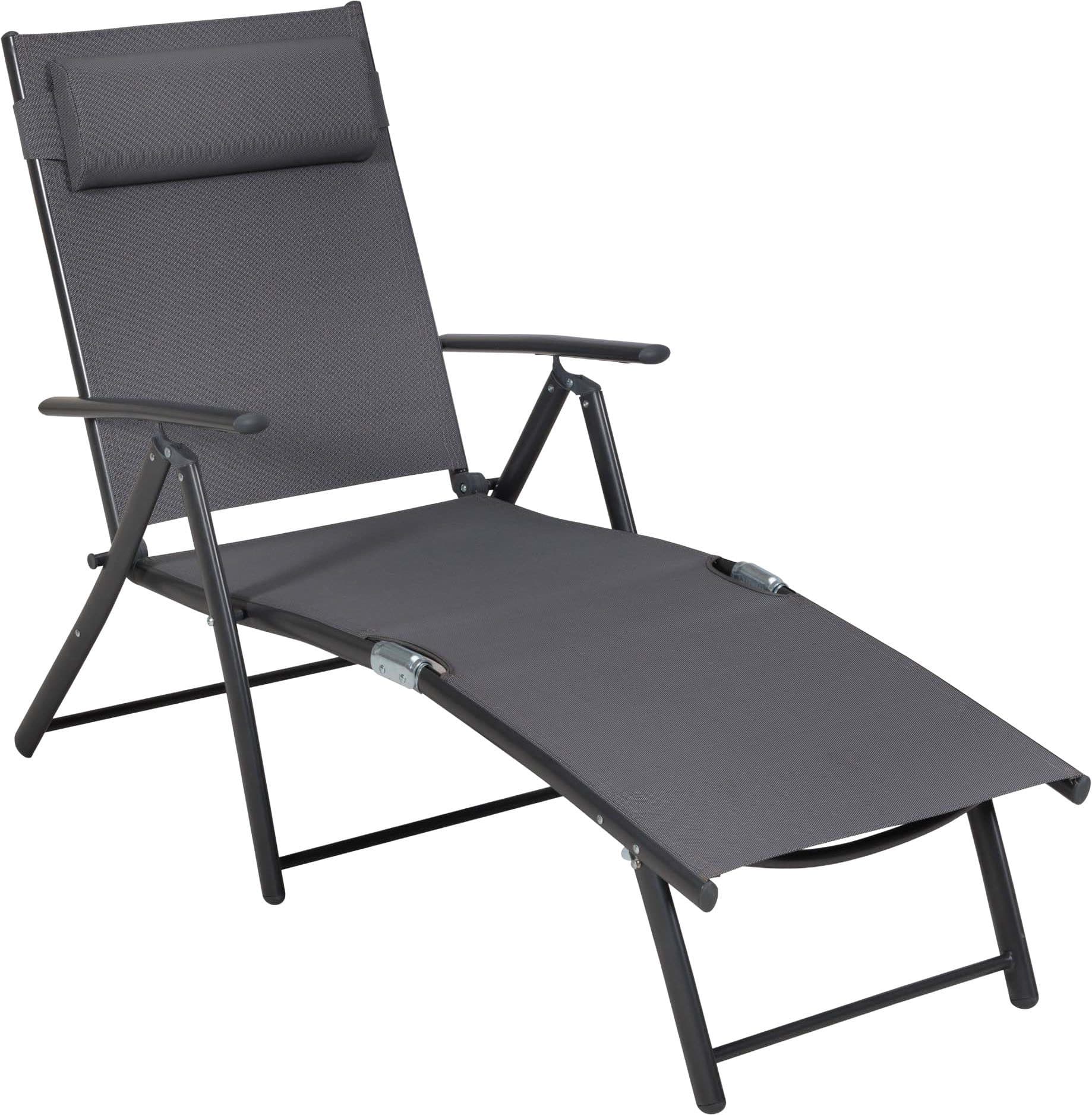 MERXX Gartenliege Deckchair zusammenklappbar 4-fach verstellbar inkl. Kopfkissen - Bild 2