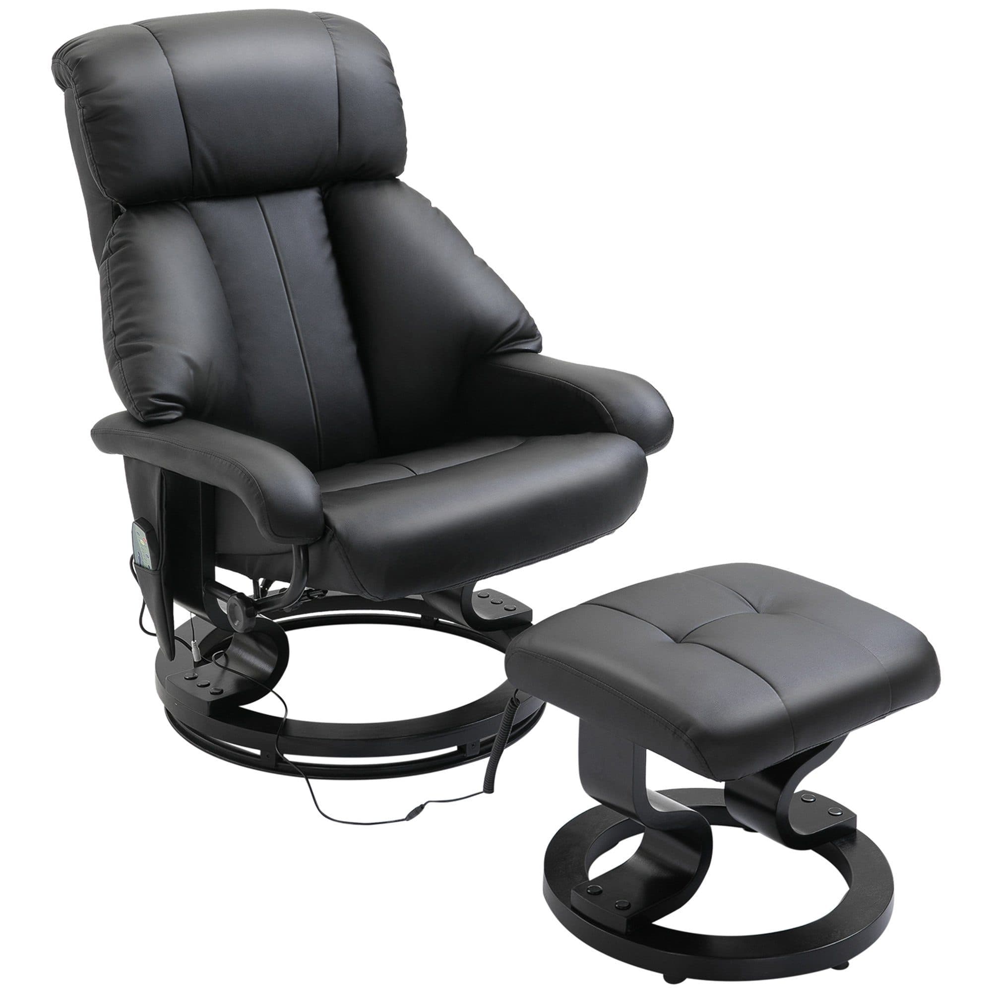 HOMCOM Massagesessel Relaxsessel mit Hocker Schwarz Kunstleder - Bild 2