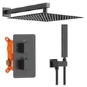 HOMELODY Duschsystem mit Thermostat Schwarz Messing Bild 2
