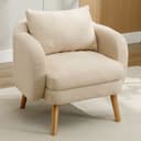 STILVORA Sessel Teddy-Samt Beige Massivholz Beine Bild 2