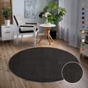 SANAT Teppich Uni Dunkelgrau Rund 150cm Kurzflor Bild 2