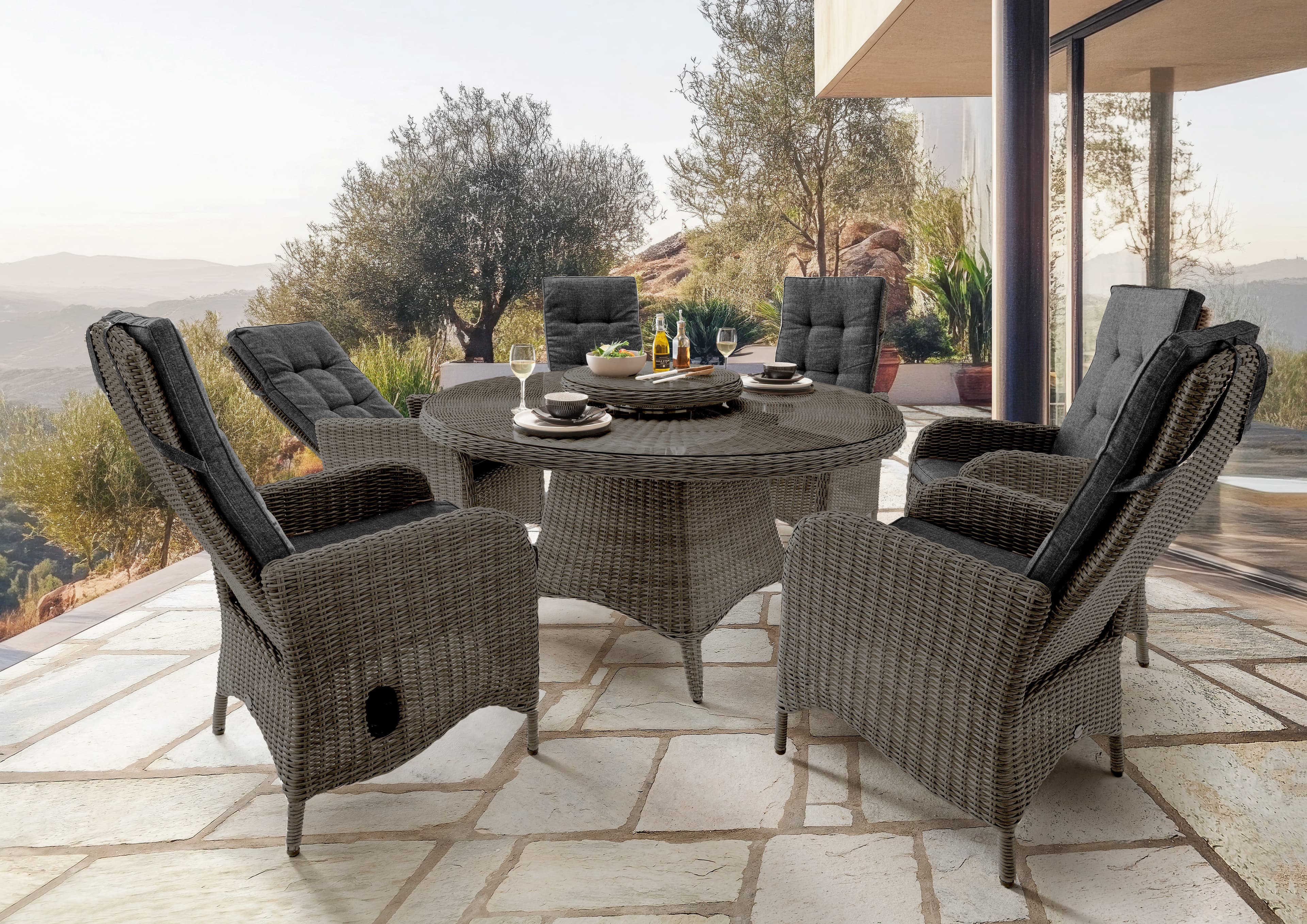 Destiny Sitzgruppe Palma Luna 14-tlg. Grau Aluminium Polyrattan
