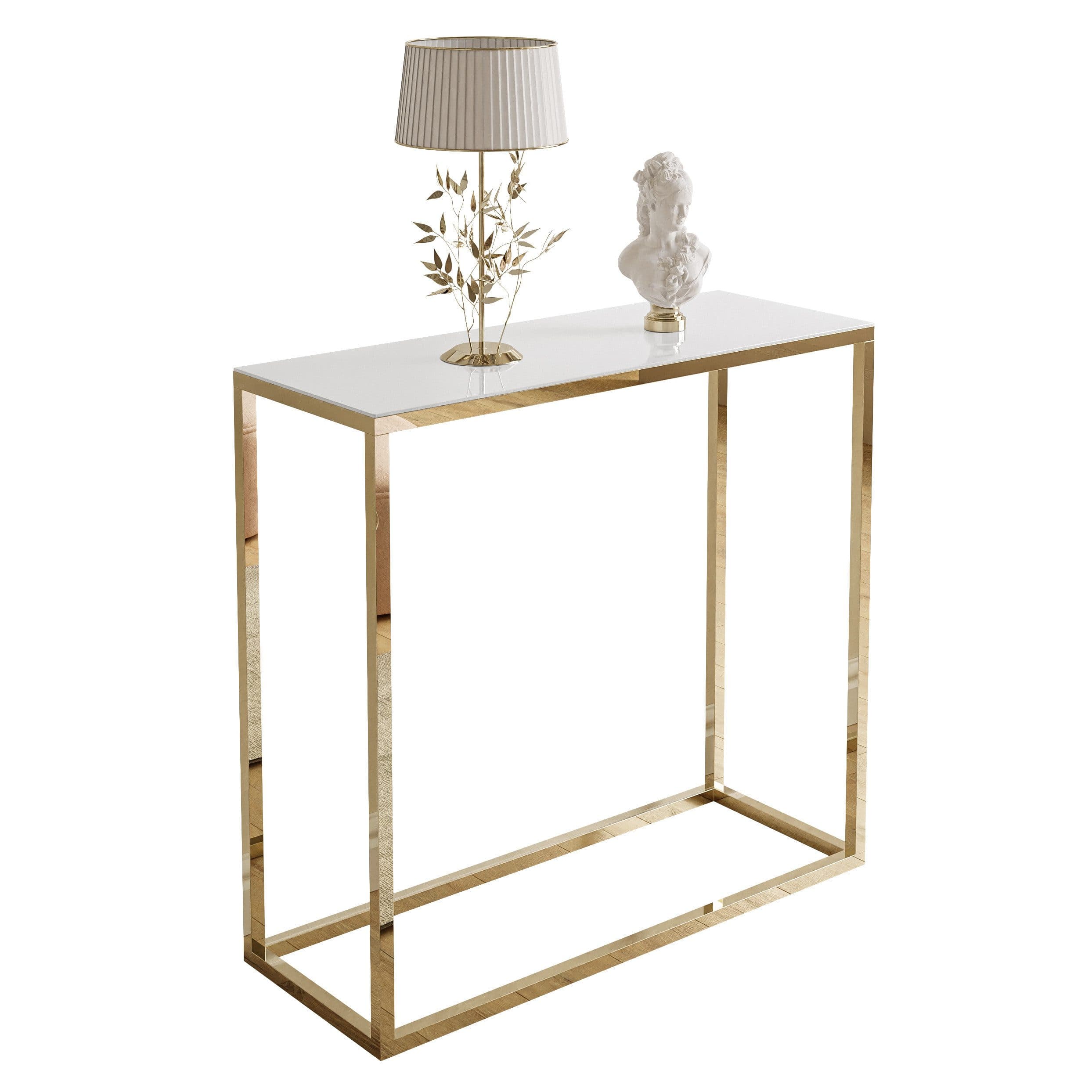 Lookway Konsolentisch Modern Glass Goldfarbenes Gestell 80/100 cm - Bild 2
