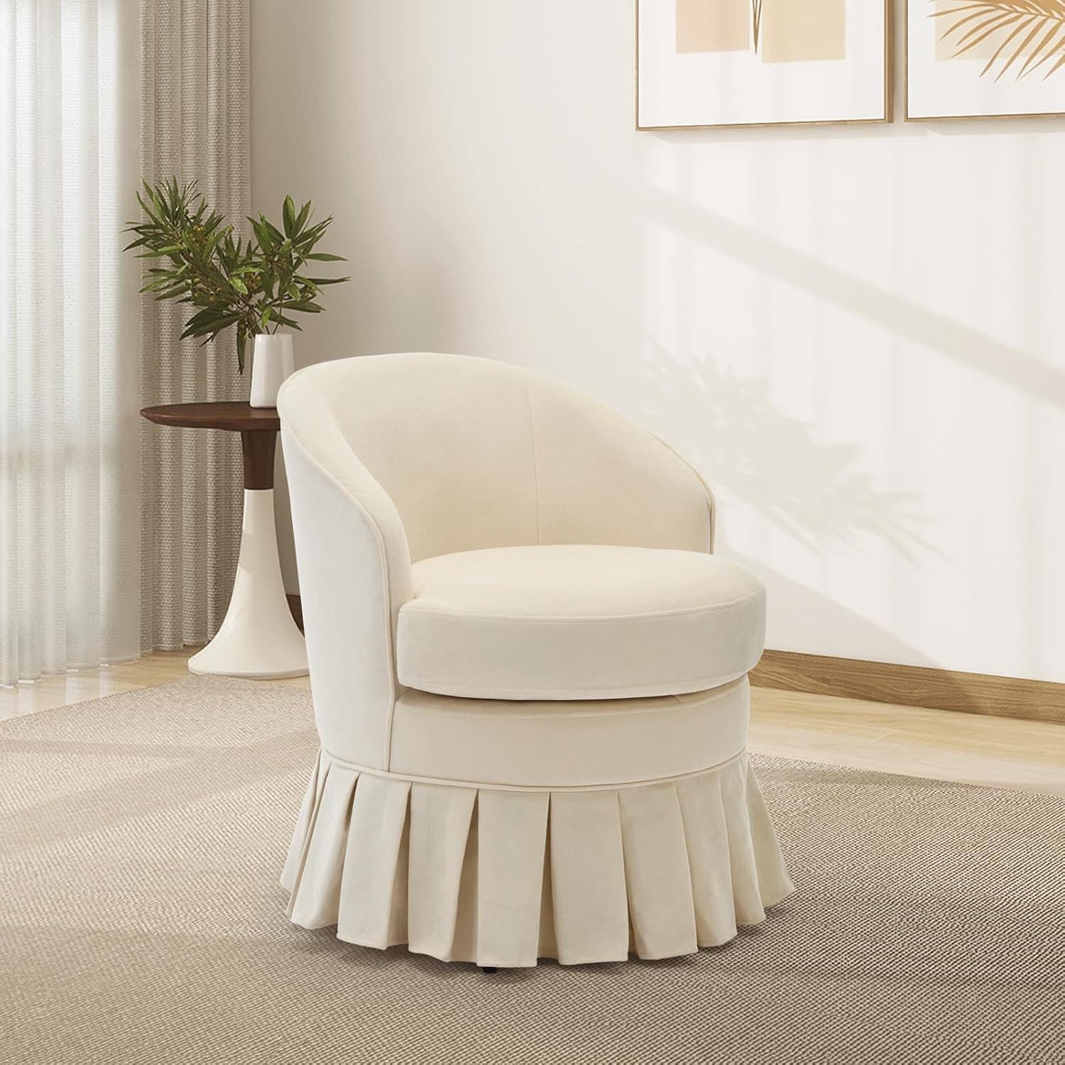 GarveeMore Loungesessel Mid Century Modern Beige Tonnenarmlehnen - Bild 2