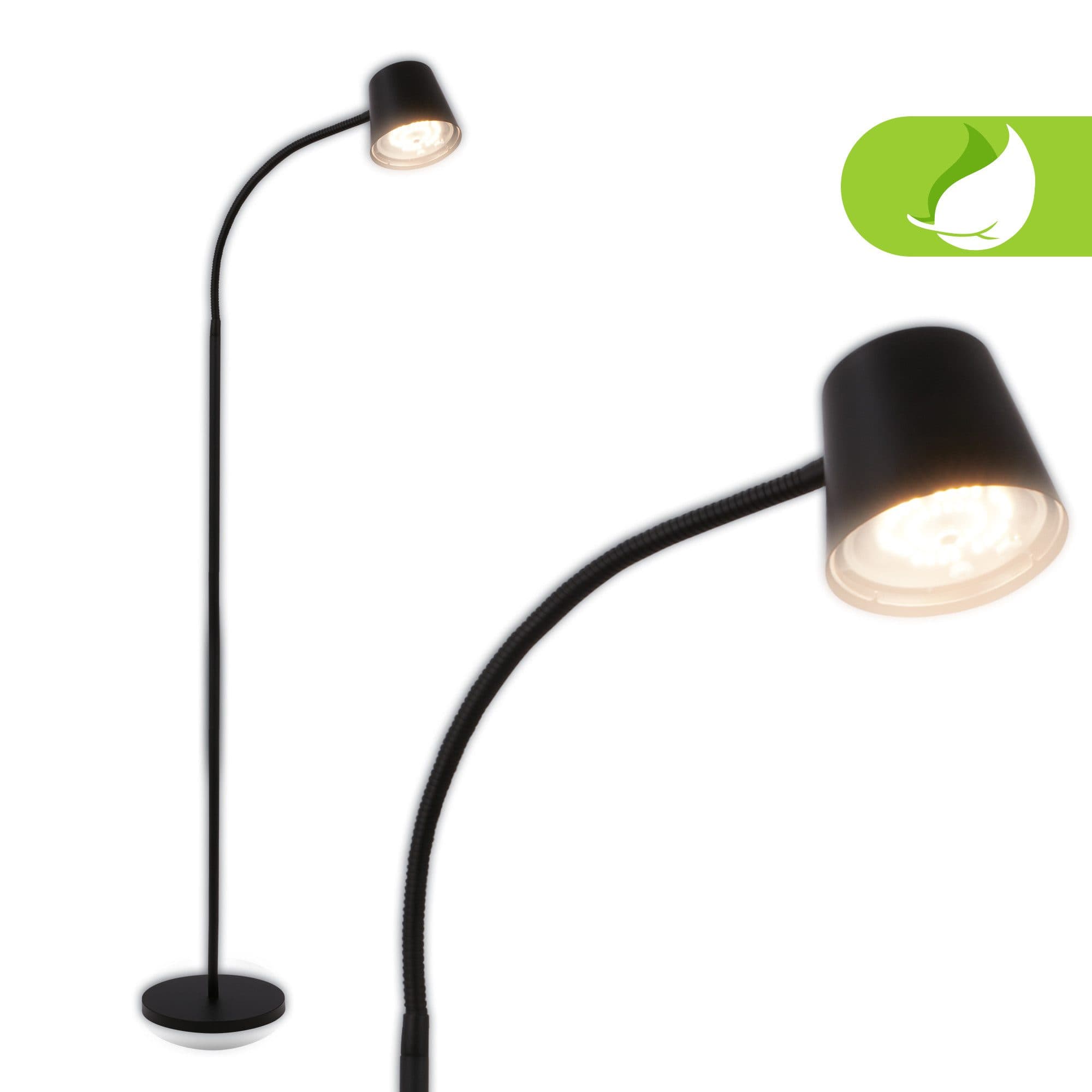 Briloner Leuchten Stehlampe Cielo Stehleuchte Schwarz Touchdimmer USB-Kabel