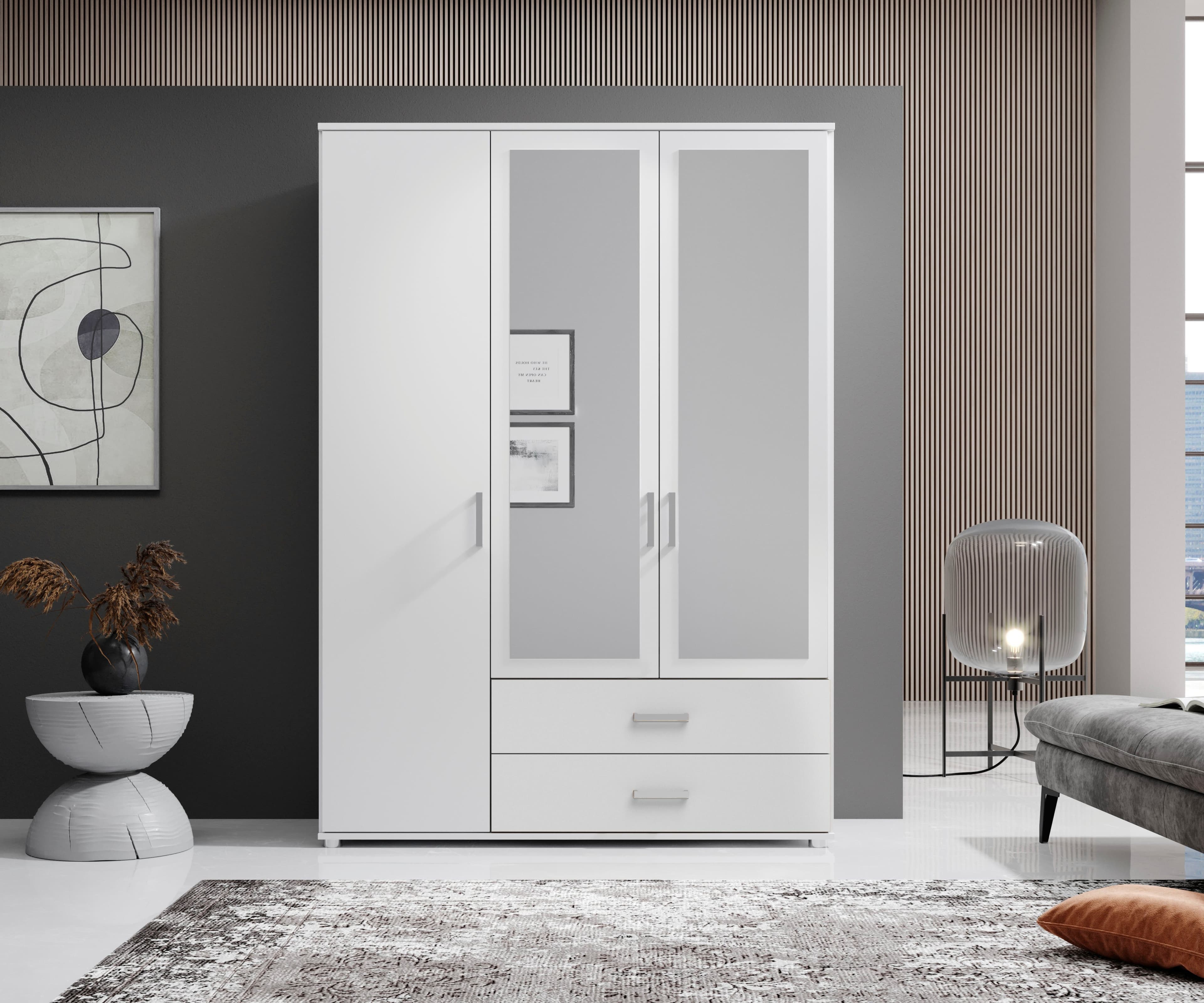 Schlafkontor Ivar Kleiderschrank mit Spiegeltüren Weiß - Bild 2
