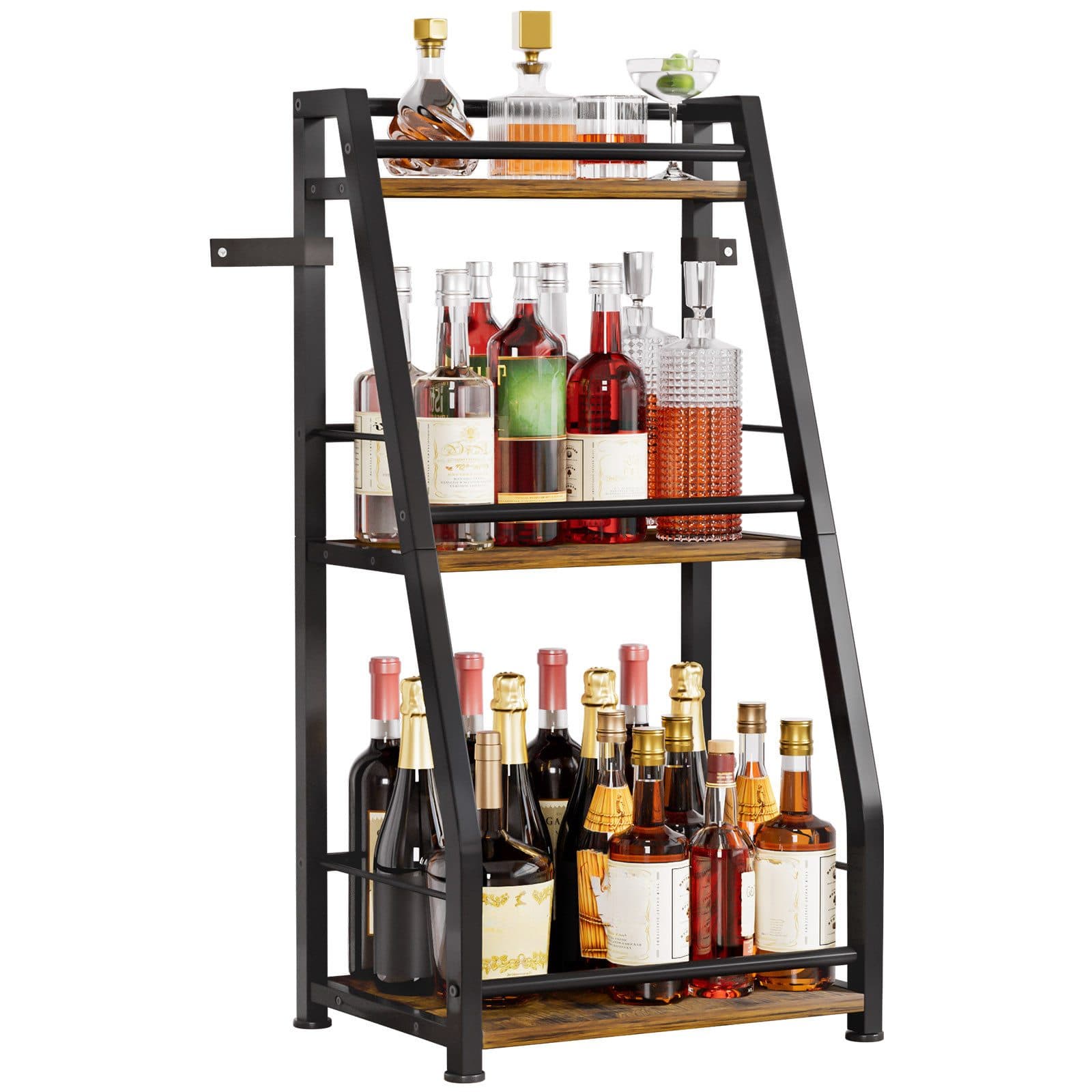Yorbay Weinregal Stehend, Weinständer aus Holz & Metal 40x30x80cm, Gewürzregal für Küche, Wohnzimmer, Kaffee - Bar - Bild 2