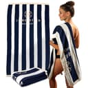 Liebenstein Strandtuch Premium Badetuch Baumwolle Weiß Blau Bild 2