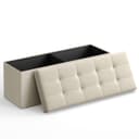 SONGMICS Sitzbank Sitzhocker 76/110cm mit Stauraum Klappbare Sitztruhe Fußbank Bild 2