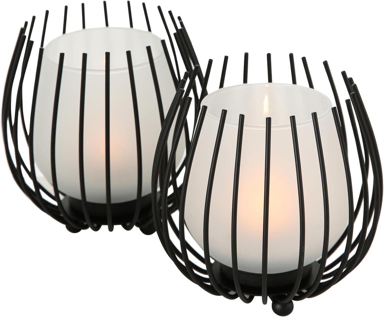 BOLTZE GRUPPE Windlicht Laval Schwarz Eisen Glas 2-teilig