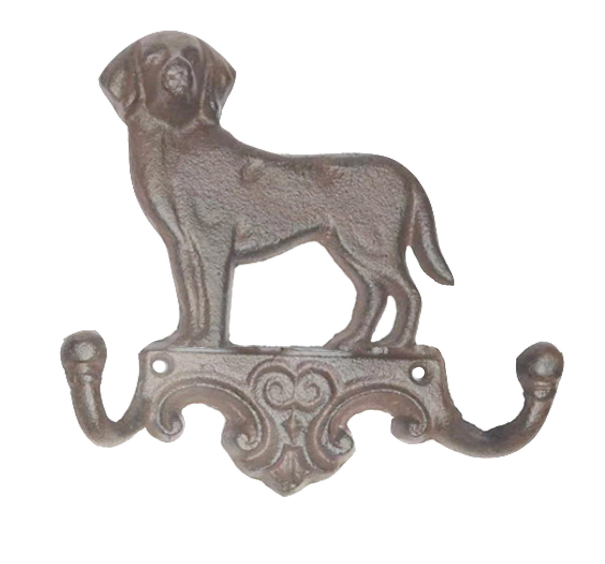 B&S Wandgarderobe Gusseisen Antik Rostlook Hund mit 2 Haken