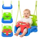 KRUZZEL 3-in-1 Kinderschaukel Babyschaukel mit Sicherheitsbügel Grün/Blau Bild 2
