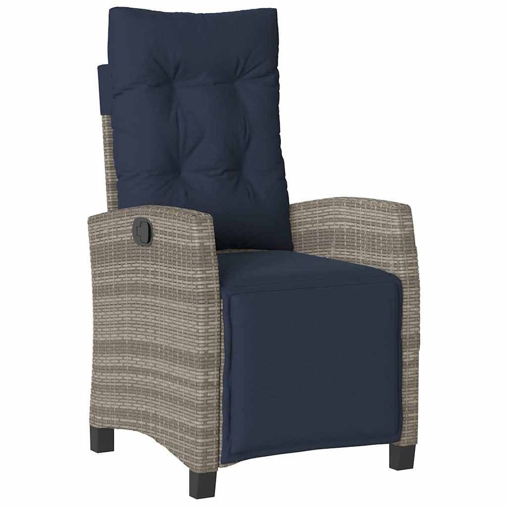 vidaXL Gartenstuhl Grau Poly Rattan mit verstellbarer Rückenlehne - Bild 2